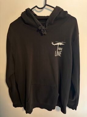 Nine Line Classic Black Crewneck Hoodie